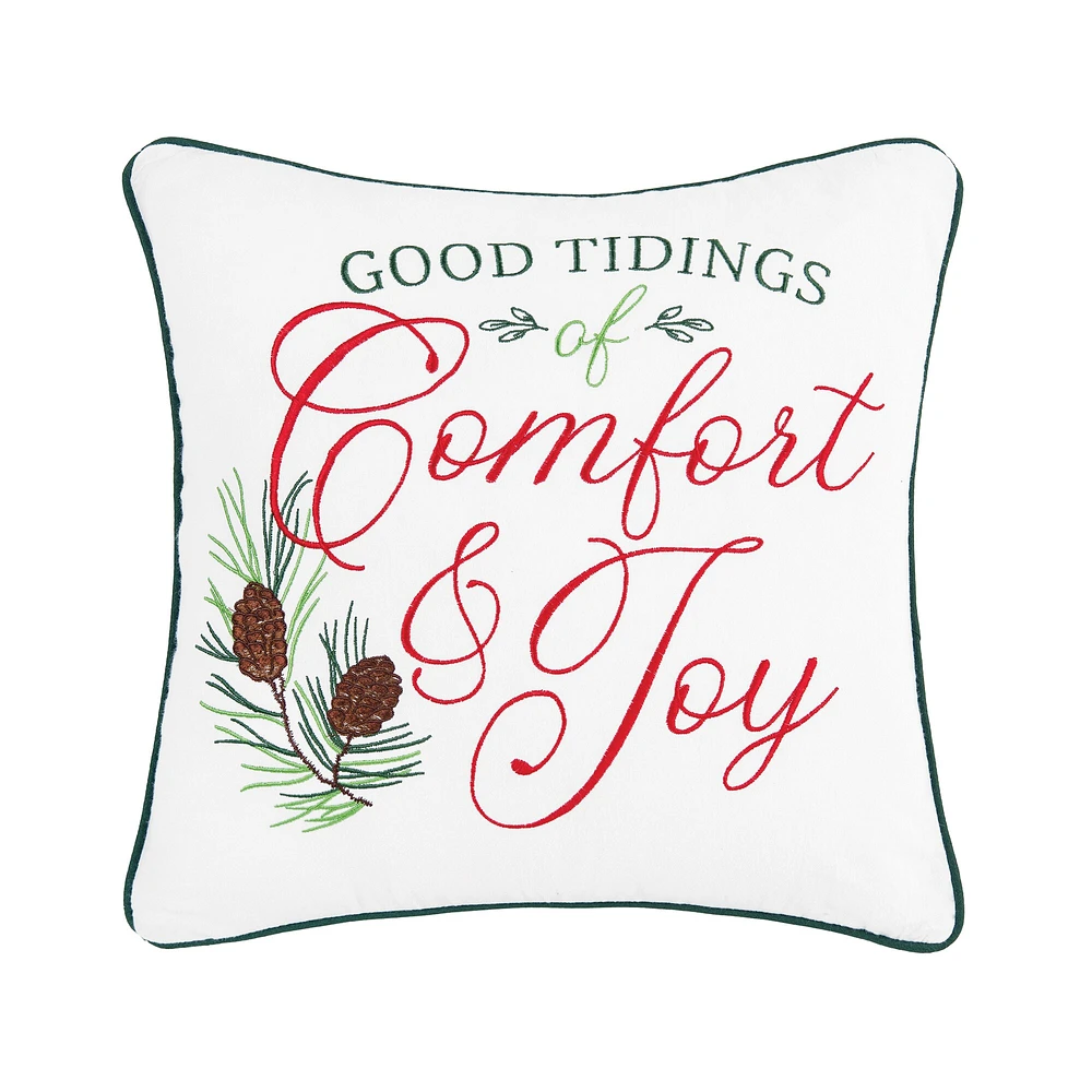 Comfort & Joy Embroidered Throw Pillow