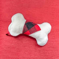 Faux Sherpa Dog Bone Stocking with Red Plaid Bandana Detail