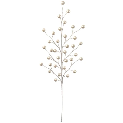 Set of 24: Pearl White Holly Berry Stems with 35 Lifelike Berries | 17" Long | Festive Accents | Seasonal Picks | Winter Florals | Christmas Berries | Home & Office Decor