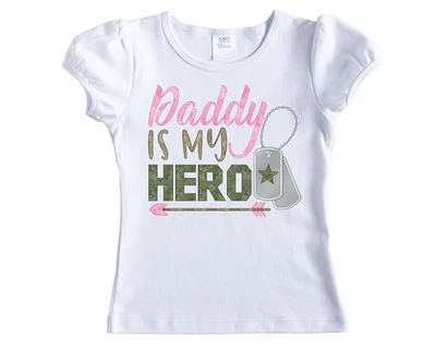 Daddy is My Hero Girls Shirt - Short Sleeves