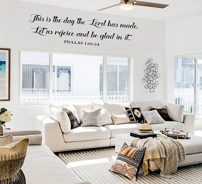 Family Wall Quotes Decal - This is the day the Lord has Made - Let us rejoice - PSALM 118:24 - Inspirational Christian Wall Art-2543