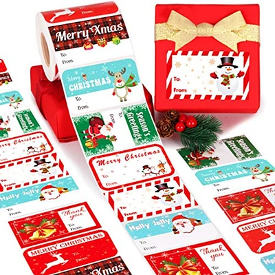 Gift Tag Stickers, Christmas Tags for Gifts 500+ Pcs, Christmas Name Tags - Christmas Stickers, to from Gift Tags Stickers, Gift Sticker Labels Large, 8 Designs Self Adhesive Labels - 2.8”1.6”