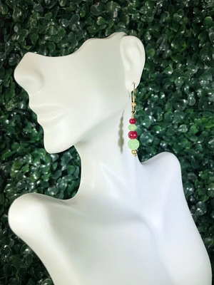 Red, Green and Gold Drop Earrings