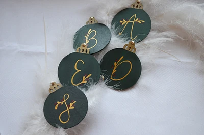 Initial Ornaments Dark Green and Gold