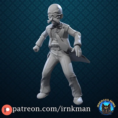 Gym Leader Blaine from Irnkman Minis. Total height apx. 46mm. Unpainted resin miniature