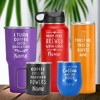 Personalized Tumbler, Laser Engraved Coffee Mug, Coffee Lover Gift, Double Insulated Travel Cup, Custom Drinkware, Coffee Gift