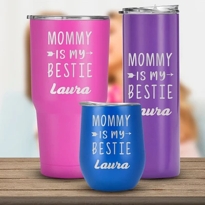 Mommy Is My Bestie Personalized Name Tumbler, Mother day, Birthday Gift for Mom