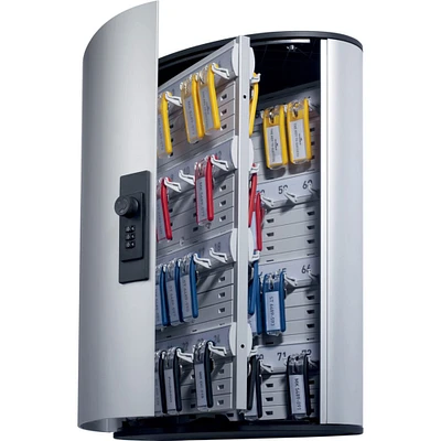 Durable Locking Key Cabinet 72-Key Brushed Aluminum 11 3/4 x 4 5/8 x 15 3/4
