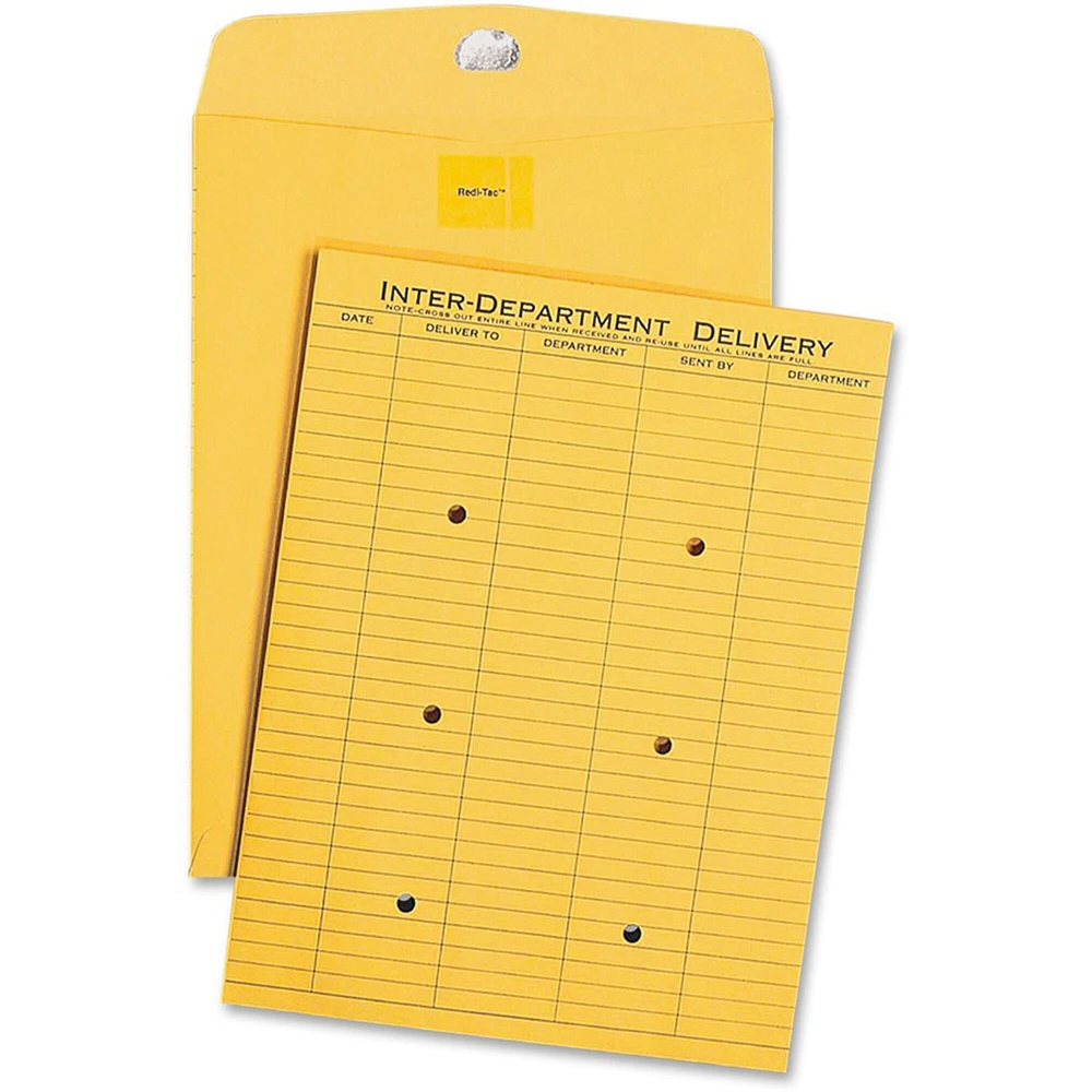 Quality Park Brown Kraft Resealable Redi-Tac Interoffice Envelope 97 One-Sided Five-Column Format 10 x 13 Brown Kraft 100/Box