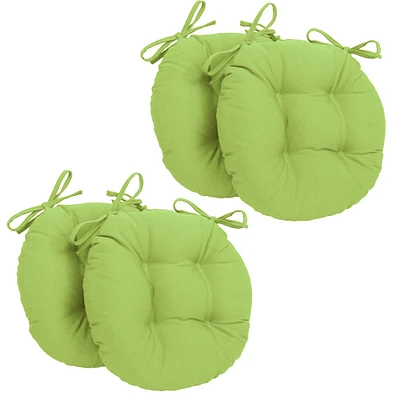 16-inch Solid Twill Round Tufted Chair Cushions (Set of 4) - Mojito Lime