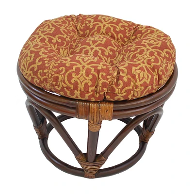 18-inch Round Spun Polyester Tufted Footstool Cushion - Vanya Paprika