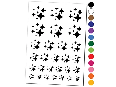 Twinkling Stars Glitter Shimmer Temporary Tattoo Water Resistant Fake Body Art Set Collection