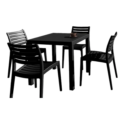 Luxury Commercial Living 5-Piece Black Stackable Square Outdoor Patio Dining Set 33"