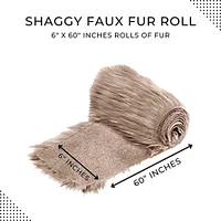 FabricLA Shaggy Faux Fur Roll - Acrylic Fabric 6" X 60" Inches Rolls of Fur - Artificial Fur Material - Use Faux Fur Piece for Crafts, DIY, Hobby, Costume Design, Decoration - Light Brown