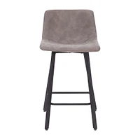 Merrick Lane Oretha Set of 2 Modern Upholstered Stools with Contoured, Low Back Bucket Seats and Iron Frames