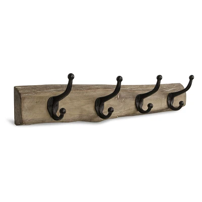 Contemporary Home Living 25" Brown and Black Rustic 4 Hooks Coat Hanger