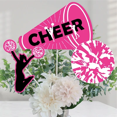 Big Dot of Happiness We Got Spirit - Cheerleading - Birthday Party or Cheerleader Party Centerpiece Sticks - Table Toppers - Set of 15