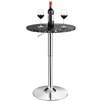 Costway 4PCS Round Bistro Bar Table Height Adjustable 360-degree Swivel White\Black