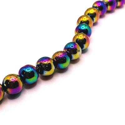 40 or 160 Pieces: 8 mm Multicolor Oil Slick Glass Beads