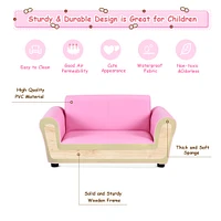 Costway Pink Kids Sofa Armrest Chair Couch Lounge Children Birthday Gift w/ Ottoman