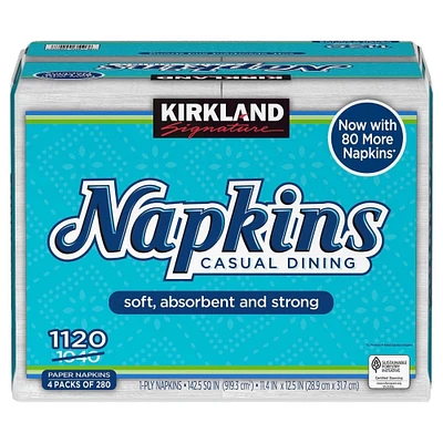 Kirkland Signature   Napkin, 1-Ply, 280 Count (Pack of 4)