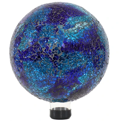 Sunnydaze Deep Ocean Swirl Crackled Glass Gazing Globe - 10 in by
