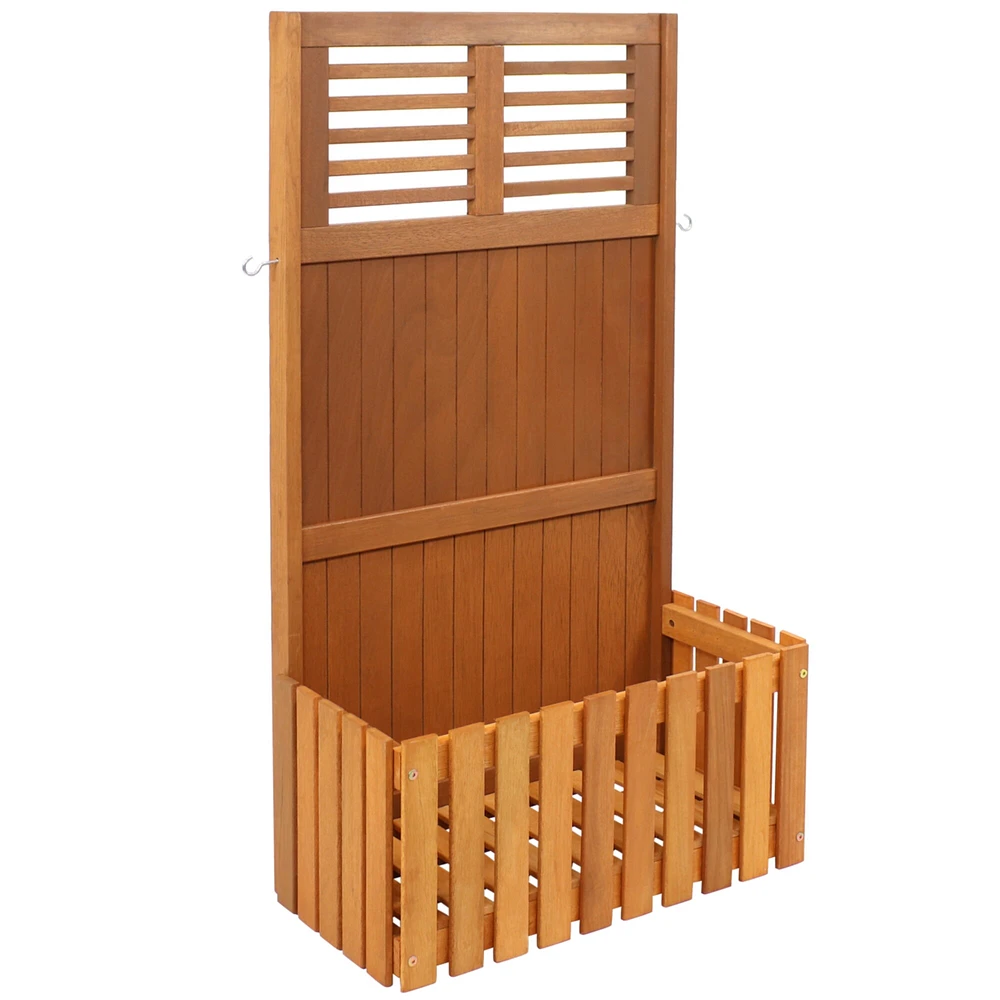 Sunnydaze Meranti Wood/Teak Oil Finish Planter and Privacy Screen - 44 in by