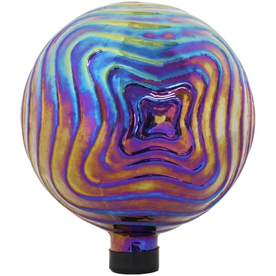 Sunnydaze Blue, Purple and Gold Rippled Glass Gazing Globe - 10 in by