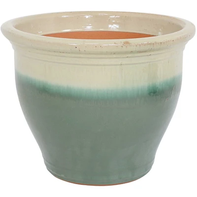 Sunnydaze 18 in Studio High-Fired Glazed Ceramic Planter - Seafoam by