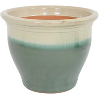 Sunnydaze 18 in Studio High-Fired Glazed Ceramic Planter - Seafoam by