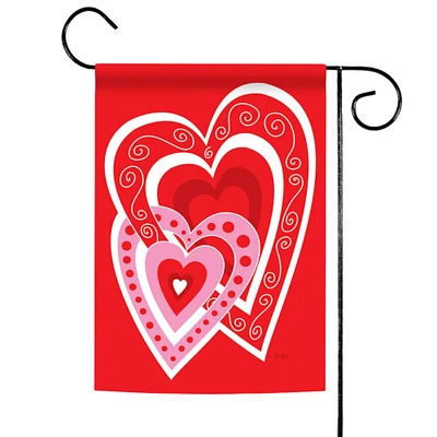 Toland Home Garden Red and White Heart by Heart Outdoor Rectangular Mini Garden Flag 18" x 12.5"