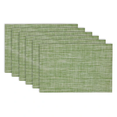 CC Home Furnishings Set of 6 Fig Green Tweed Placemats 18" x 13"