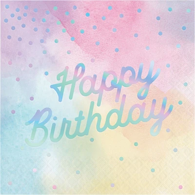 Party Central Club Pack of 192 Pink and Blue 3-Ply "Happy Birthday" Printed Luncheon Napkins 6.5"