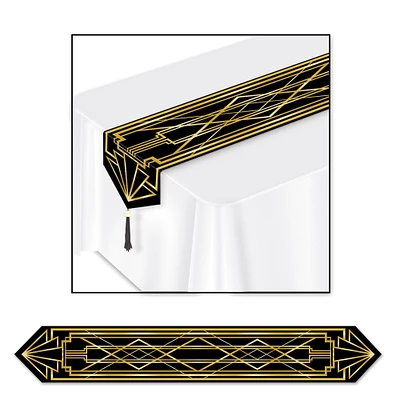 Party Central Club Pack of 12 Gold and Black Art Deco Table Runners 6'