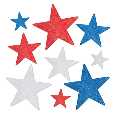 Beistle Club Pack of 108 Patriotic 4th of July Glittered Foil Star Cutouts