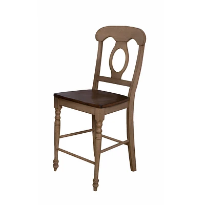 The Hamptons Collection Set of 2 Light Beige and Brown Napoleon Style Cafe Height Barstool, 43”
