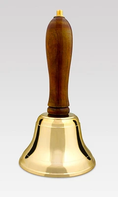 The Costume Center 8” Tall Gold Caroling Hand Bell with Wooden Handle