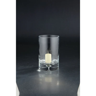 CC Home Furnishings 8" Clear Hand Blown Cylinder Glass Candle Holder