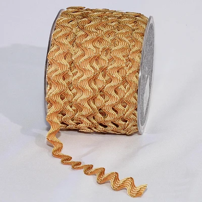The Ribbon People Ivory and Gold Woven Edge Rick Rack Craft Ribbon 0.5" x 55 Yards