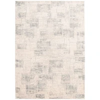 Chaudhary Living 4' x 6' Gray and Cream Abstract Geometric Rectangular Area Throw Rug