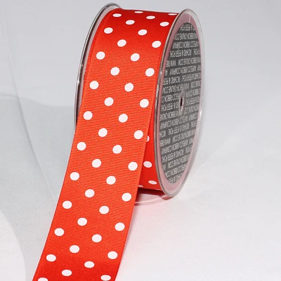The Ribbon People Orange and White Polka Dotted Grosgrain Craft Ribbon 1.5" x 88 Yards