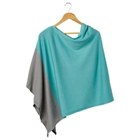 Contemporary Home Living 5.5' Aqua Blue and Pebble Gray Colorblock Cotton Poncho