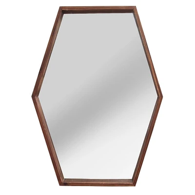 Contemporary Home Living 27" Brown Solid Hexagon Wood Mirror