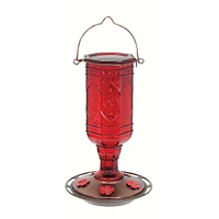 GC Home & Garden 9.9" Antique style Jewel Red Hummingbird Feeder - 20 oz