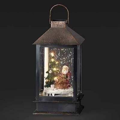 Roman 14" LED Lighted Santa Christmas Snow Globe Lantern