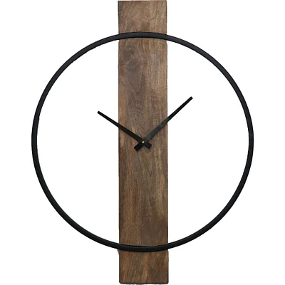 Signature Home Collection 25.5" Brown and Black Traditional Battery Operated Wall Clock