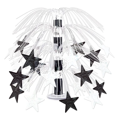 Party Central Club Pack of 6 Black and White Glistening Star Centerpiece Decors 18"