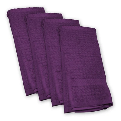 Contemporary Home Living Set of 4 Purple Traditional Decorative Dish Towels 26"