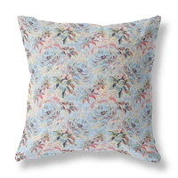 18 Light Blue Red Roses Indoor Outdoor Throw Pillow