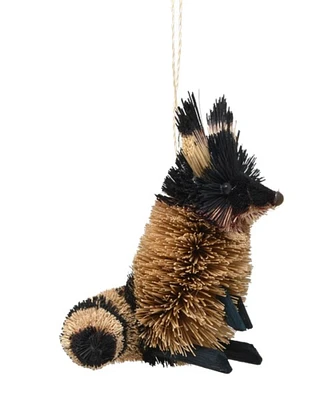 GC Home & Garden 5” Brown and Black Whimsical Bristle Brush Handcrafted Raccoon Hanging Ornament